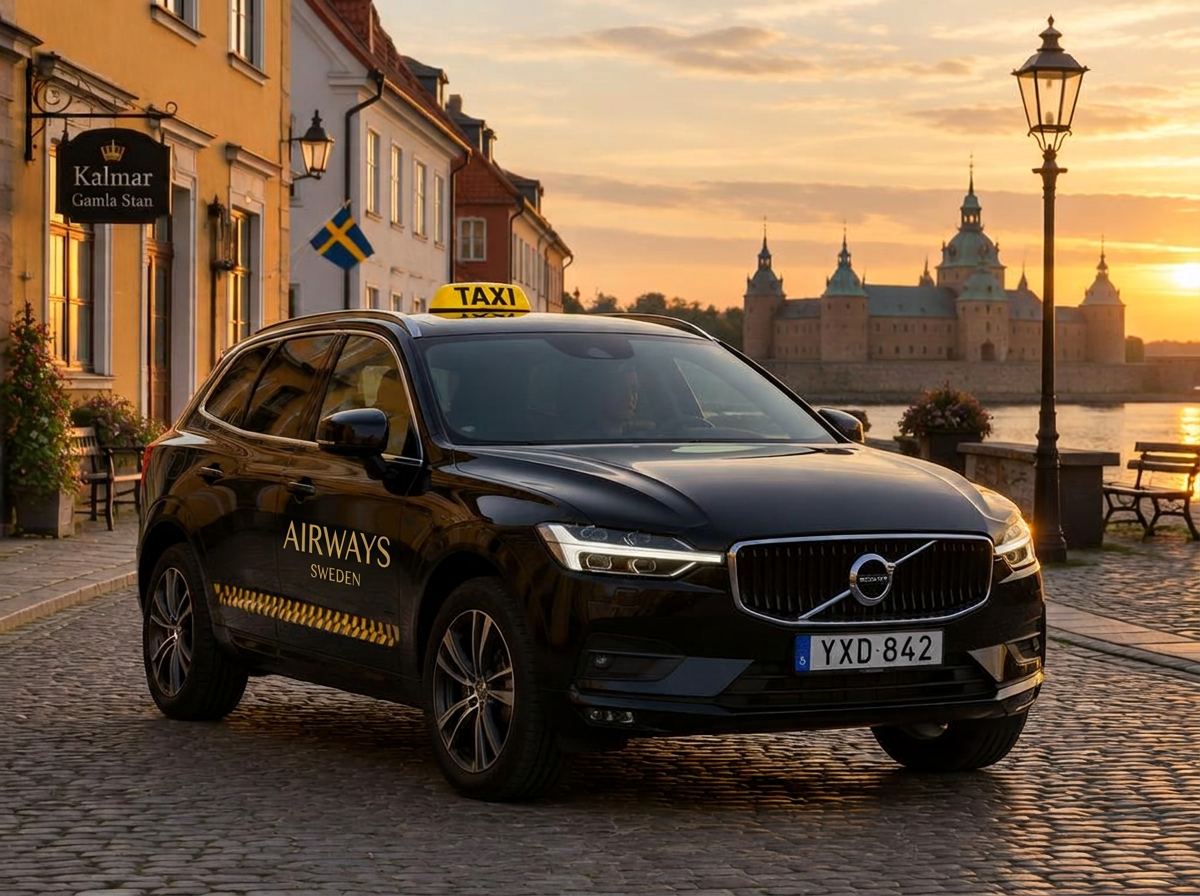 Svart Volvo-taxi i Sverige